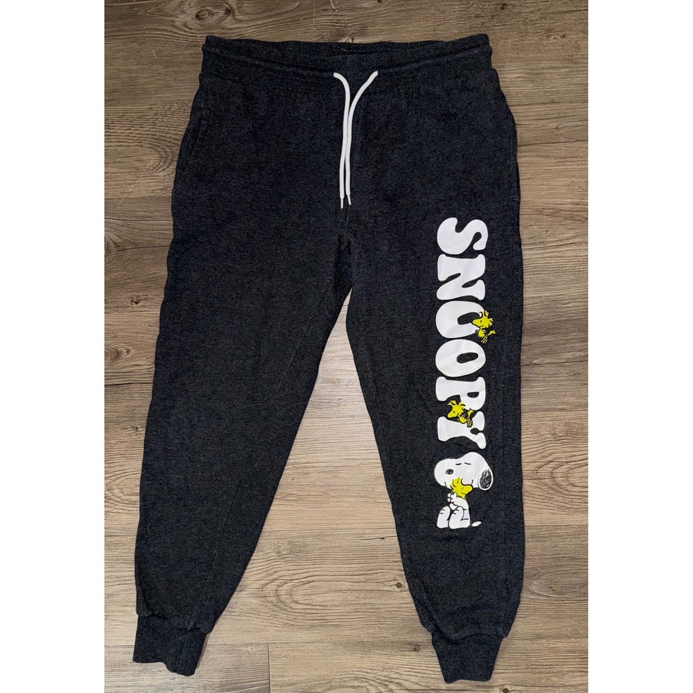 Peanuts Snoopy Woodstock Joggers Charcoal Heather Grey Sweatpants Size M